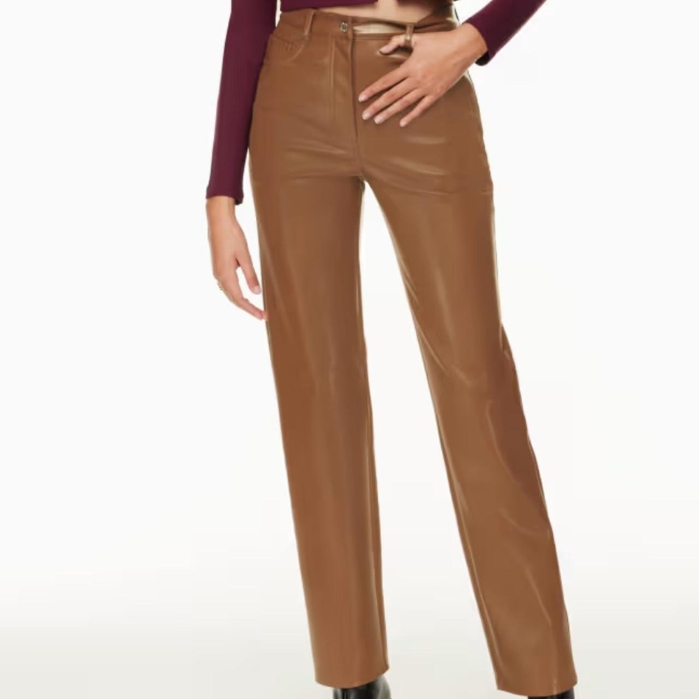 Aritzia Wilfred Tan Faux Leather Pants